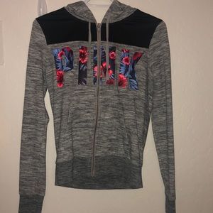 PINK grey jacket with floral designs